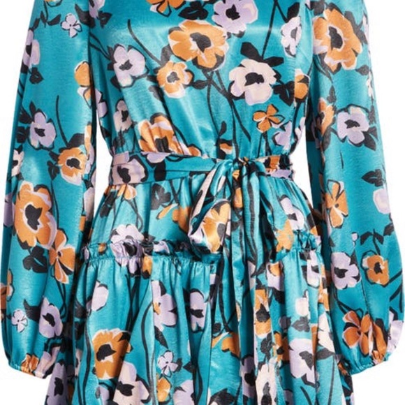 NWT VICI Collection Print Balloon Sleeve Tie Waist Dress - Picture 5 of 6